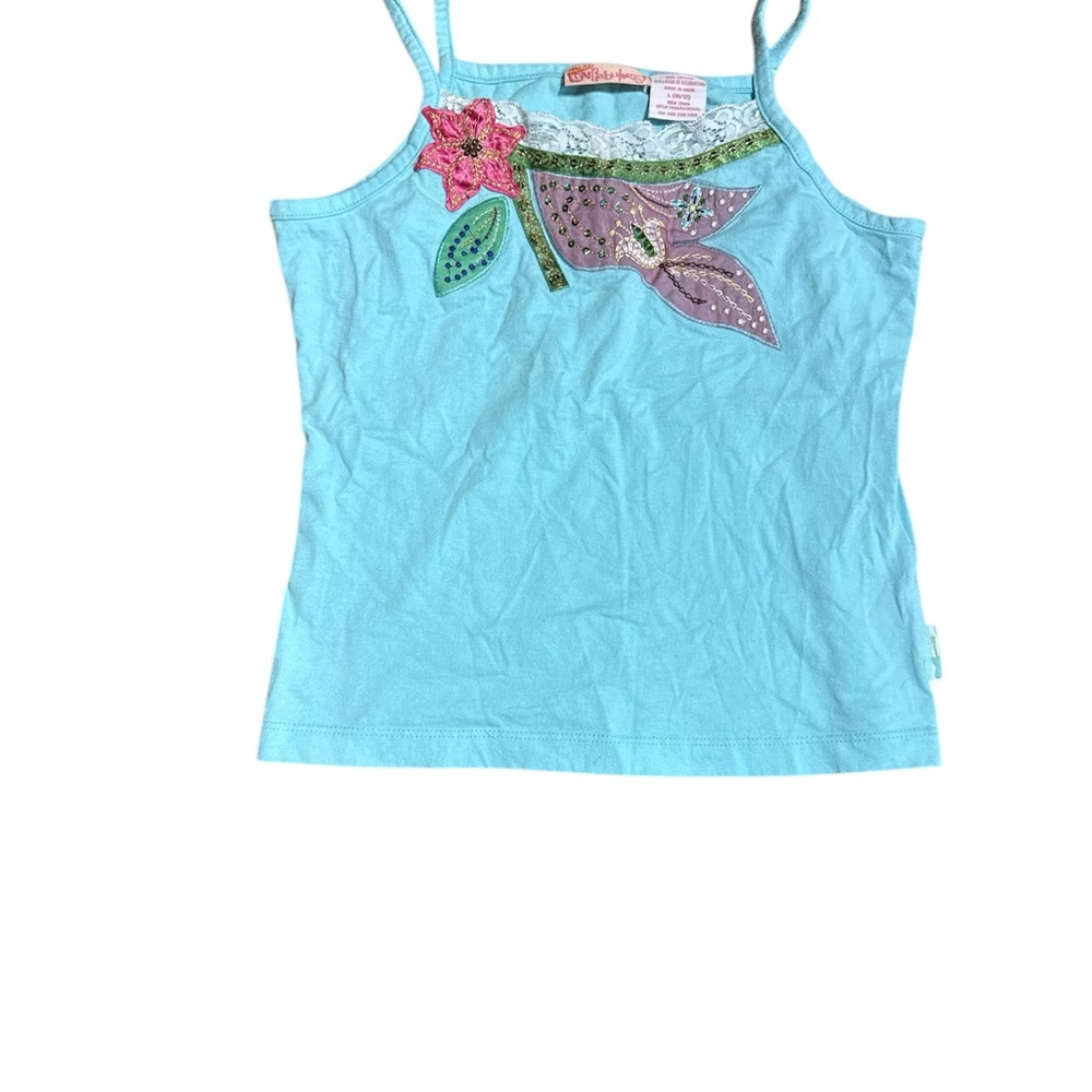 VTG Y2K Nickelodeon Unfabulous Sequin Floral Cami Top‎ L 10/12